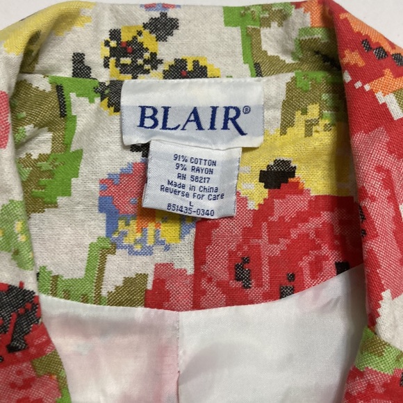 Blair floral cross stitch print colorful blazer Size L - Picture 3 of 6